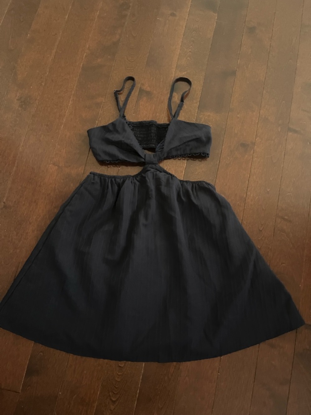 Navy Cut-Out Sundress with Tie Front